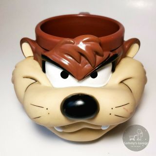 Vtg 1992 Looney Tunes Taz Tasmanian Devil 3d Head Plastic Mug Cup
