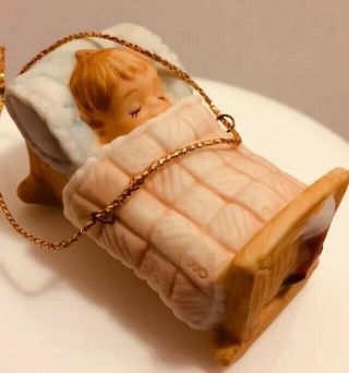 Vintage Gorham Baby’s 1st Christmas Bisque Porcelain Ornament 1984 Collectible