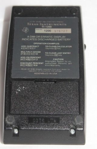 Vintage Texas Instrument TI - 1200 Electronic Calculator 100 2