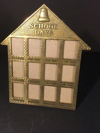 Vintage 1990 Brass " School Days " Hanging Frame 1st To 12th Grade By Penco.