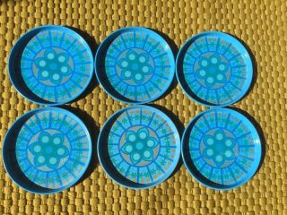 Vtg 60s 70s Worcester Ware Coaster Set X 6 Psychedlic Exc Cond