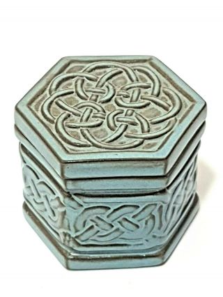 Vintage Trinket Box Tyn Llan Welsh Studio Art Pottery Celtic Knot Wales Rare