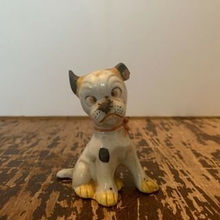 Vintage Japan Ceramic Dog Figurine Comical With Bug On Nose