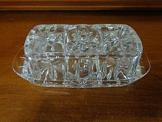 Star Of David Butter Dish Anchor Hocking Eapc Pressed Glass Covered Vintage 60s
