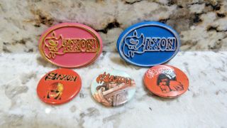 5 X Vintage Saxon Heavy Metal Rock Band Badges Pin Pinback Button