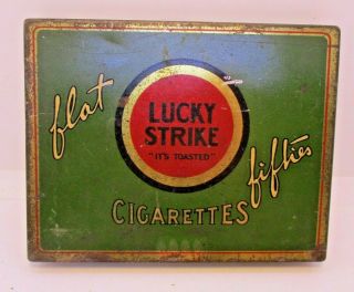 Lucky Strikes Flat Fifties Cigarette Tin Vintage
