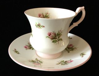 Vintage,  Royal Dover Fine Bone China Teacup & Saucer W/ Roses; Made In England