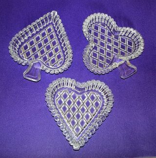 Vintage Glass Card Ashtrays Set Of Three Spade Heart And Club