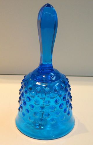 Vintage Fenton Glass Colonial Blue Hobnail Bell