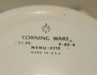 Vintage Corning Ware Blue Cornflower MENU - ETTE P - 82 - B 1.  5 PT Made In U.  S.  A. 5