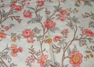 1 3/4 Yards Vintage Waverly Charleston Floral Fabric Coral 15218 Chintz