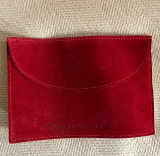 Authentic Cartier Red Suede Watch Jewlery Storage Travel Pouch Vintage 1980’s