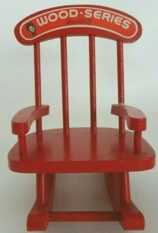 Vintage Monchhichi Wood Series Red Rocking Chair 7 "