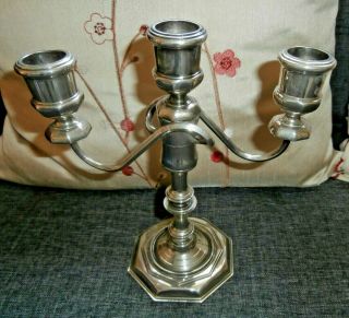Lovely Vintage Style English Silver Plated Three Arm Candelabra 8 " High