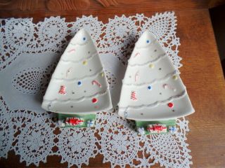 Vintage Napco Japan 1962 Christmas Tree Candy Dishes
