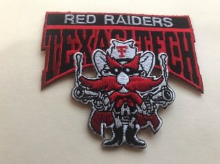 Tt Texas Tech Red Raiders Vintage Embroidered Iron On Patch Nos) 3.  5” X 3”