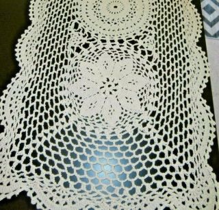 Vintage Ivory Cotton Hand Worked Crochet Lace Table Runner 12 " X 30 "