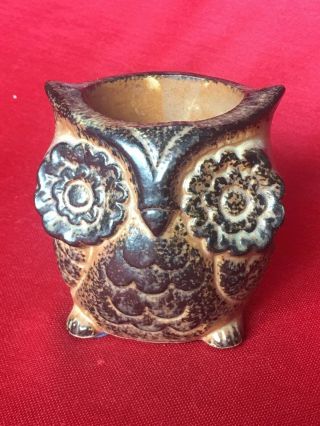 Vintage Mid Century Scandinavian Style Ceramic Owl Votive Candle Holder,  3 " Tall