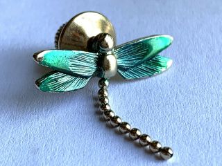 Vintage Dragonfly Pin Brooch Gold - Tone Blue/green Wings By Avon