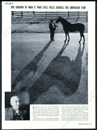 1937 Man O War Horse Thoroughbred Samuel D Riddle Photo Vintage Print Article