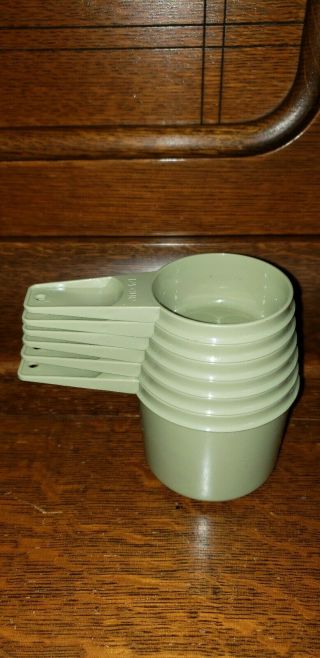 Vintage Tupperware Set Of 6 Measuring Cups Avacado Green