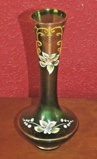 Vintage Venetian Green / Gold Glass Vase