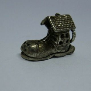 Vintage Silver Boot House Charm,  Opens To Reveal Family