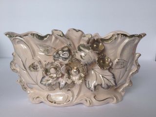 Vintage Ceramic Porcelain Pink With Gold Highlights Planter Japan