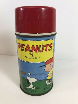 1959 Vintage Peanuts Glass Lunchbox Thermos Schultz Charlie Brown Snoopy