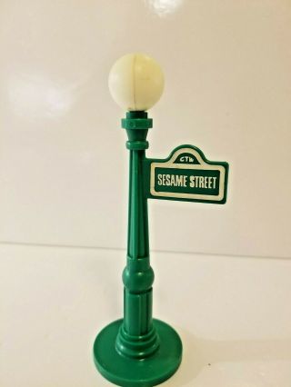 Vintage Fisher Price Little People Sesame Street Light Lamp Post Sign Green