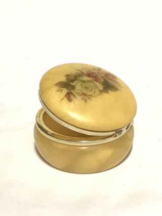 Vintage Hand Carved Alabaster Jewellery Box.  Made In Italy