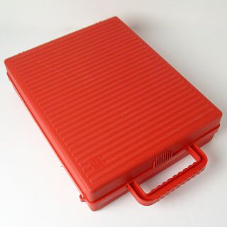 1980s Vintage Ts Plastic - Audio Cassette Case - Red - 30 Tapes - Made In Italy