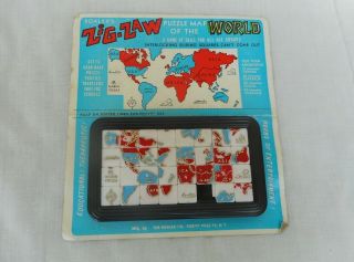 Vintage Roalex Zig - Zaw Sliding Puzzle Map Of World Nos Poor Card 1960 