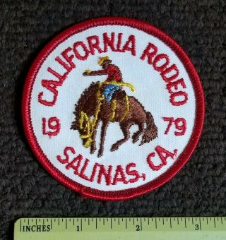 Vintage 1970s Rodeo Salinas California Patch - Horse & Cowboy Red