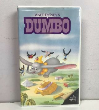 Disney’s Dumbo Black Diamond VHS 24 Red Signature VTG Pink Clamshell Nearly 2