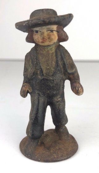 Vintage Hand Painted Cast Iron Amish Boy Figure/figurine