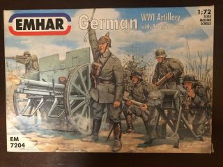 Vintage Emhar German Ww1 Artillery With 96 N/a 76 Mm Gun 1/72 Scale Kit Em 7204