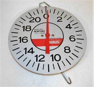 Vtg Ohaus 8016 Round Dial Spring Scale Measures In Newtons Teaching Aid Science