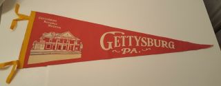 Gettysburg,  Pa.  Gettysburg National Museum Vintage Felt Pennant 1960s