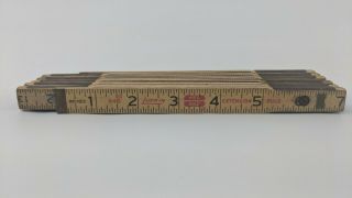 Vintage Lufkin X46x Wood Wooden Red End 72 " Folding Ruler W Brass Extension