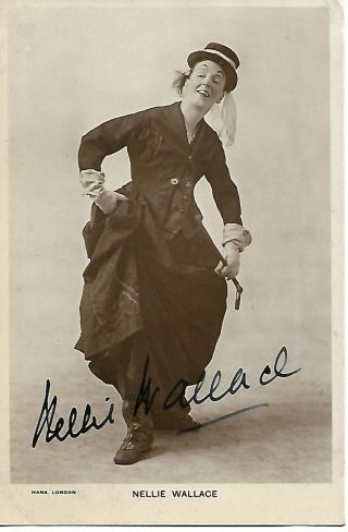 Nellie Wallace (1870 - 1948) Vintage Music Hall Comedian & Actress Ink Signed Page
