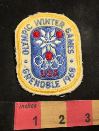 Vintage 1968 Grenoble France Olympic Winter Games Patch Emblem 91a4