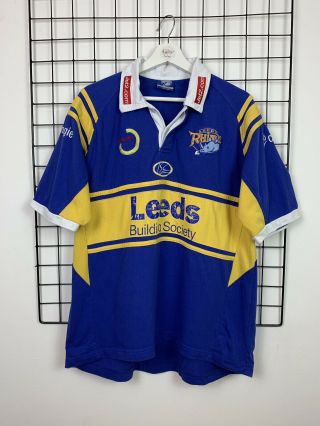 Vintage Leeds Rhinos Rugby League Home Shirt Kit Top Blue Cotton Large L Men 