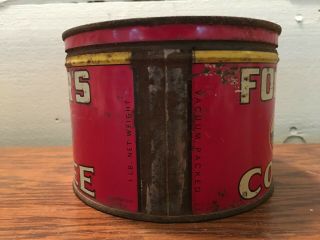 Vintage Folger ' s Coffee One 1 Pound Tin Metal Can Empty with Lid 3