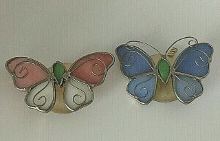 Two Vintage Resin Butterfly Window Suncatchers W/suctions 3 " X 2 "