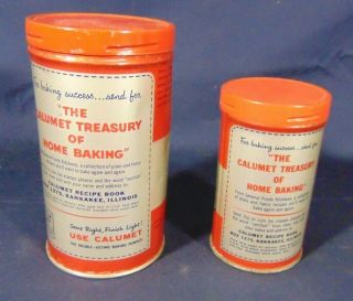 Vintage CALUMET Baking Powder Tin 14 oz & 8 Ounce Tin GF Advertising Cans L@@K 2