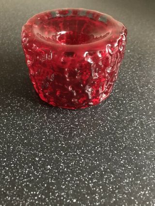 Vintage Mid Century Whitefriars Red Glass Candlestick Holder.