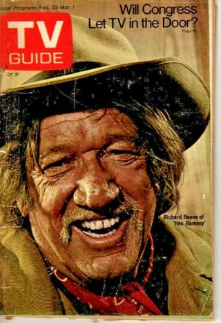Vintage - Tv Guide Feb 23rd 1974 - Richard Boone - Hec Ramsey - Cover Exc