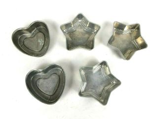 Vintage Aluminum Baking Pans - Hearts,  Stars Kitchenware Jello Mirro Style Tins