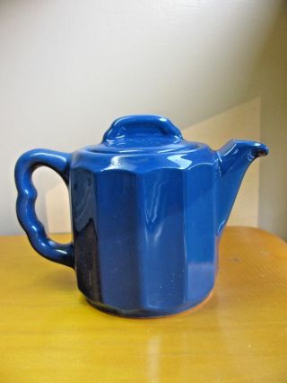 Vintage Syracuse China Hotel Restaurant Ware Individual Teapot Blue Paneled Opco